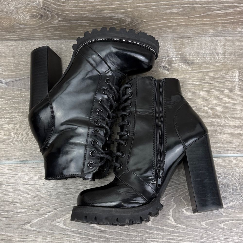 Jeffrey Campbell Black Lace-Up Platform Ankle Boots - Picture 10 of 12